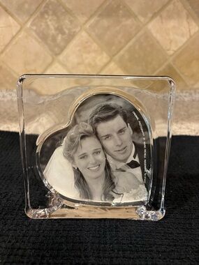 Fifth Avenue Crystal~"Cherish" Heart Photo Frame Holds  4"x 4"Photo